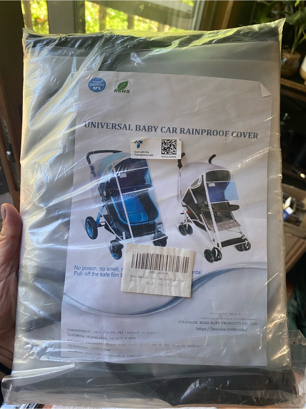 Universal Baby Car Rainproof Cover - Clear/Transparent